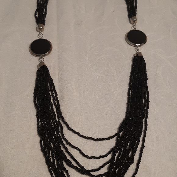 Womens Black Sea Bead Necklace/Layered Beads Length Is 41" Long, - Picture 4 of 12